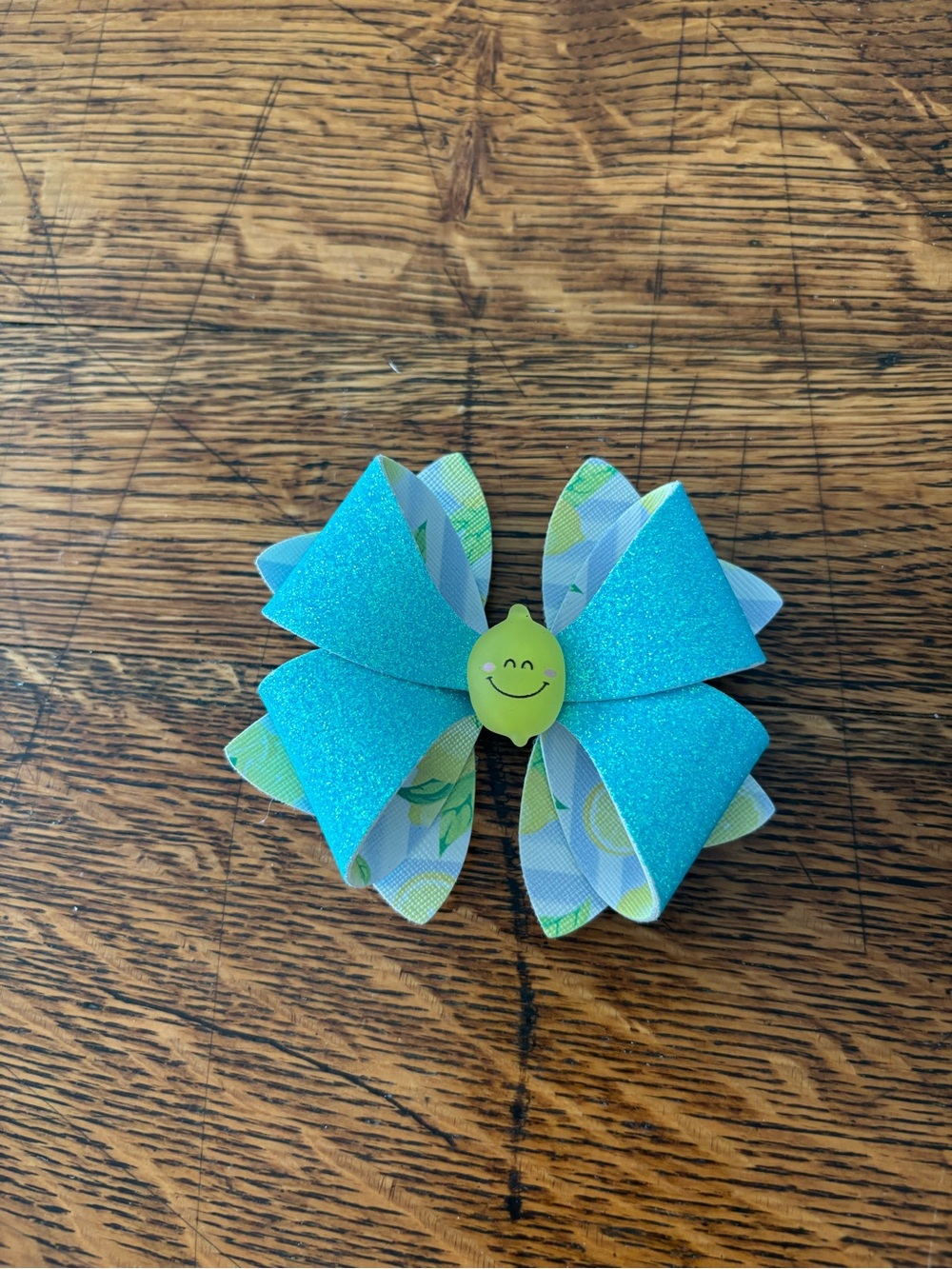 Handmade Glitter Lemon Bow Hair Clip